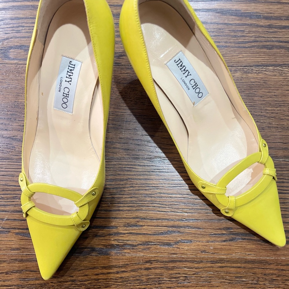 Jimmy Choo Yellow Pointed Heels Size 8